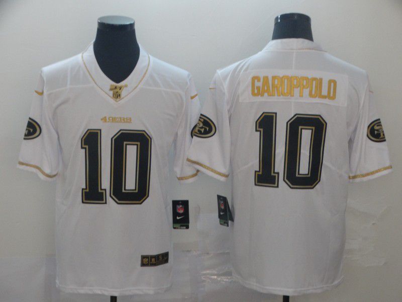 Men San Francisco 49ers #10 Garoppolo White Retro gold character Nike NFL Jerseys